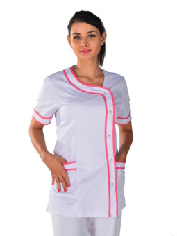 Tunique Médicale Manches courtes Brasilia Blanc Fuchsia