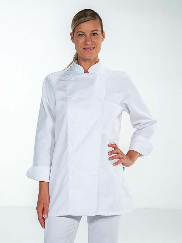 Veste de cuisine blanche avec logo