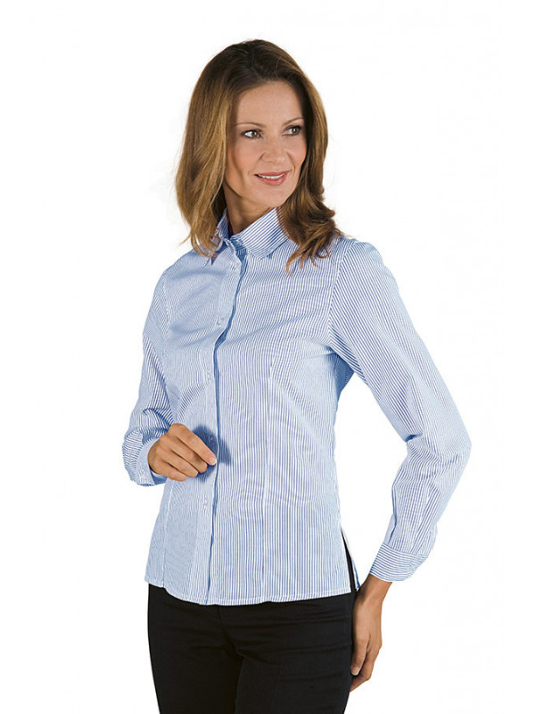 Chemise manches longues rubans effet cravate femme - Bleu en coton